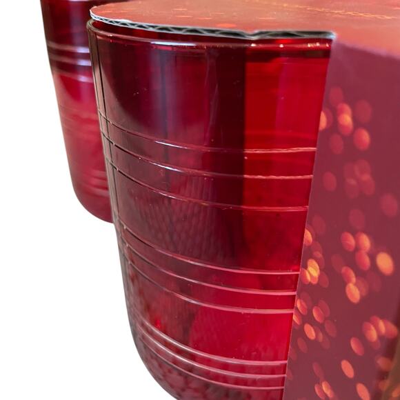 2pc RED Double Old Fashioned Cocktail Glasses Christmas Holiday Barware NEW - Picture 6 of 10